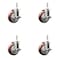 Service Caster 4 Inch 316SS Maroon Polyurethane Swivel 10mm Threaded Stem Caster Set Brake SS316TS20S414-PPUB-MRN-TLB-M1015-4 - alternate 1